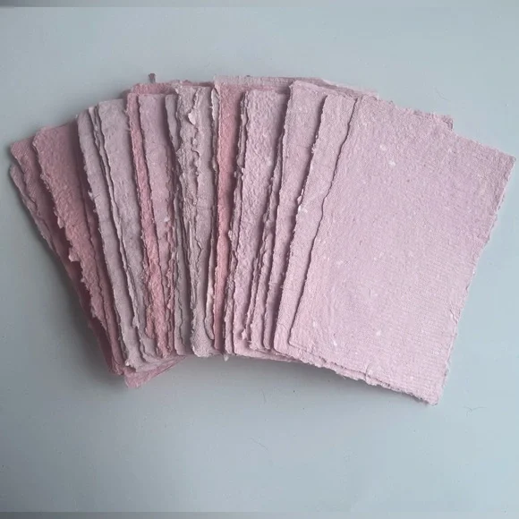 Handmade Pink Recycled Paper 10 Sheets - Picture 4 of 4